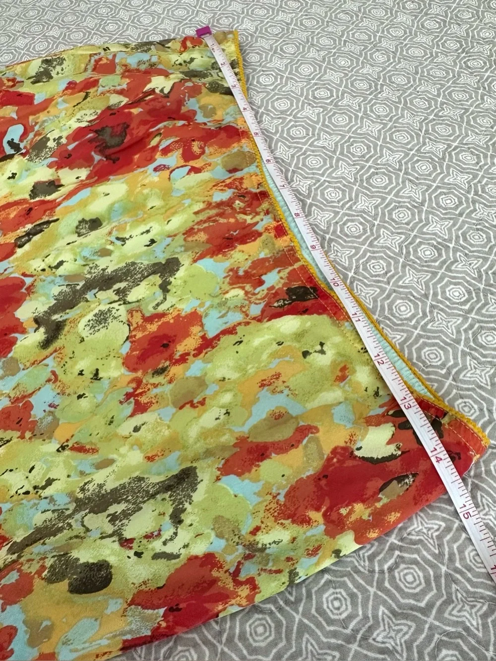 SUNDANCE 100% Silk Abstract Floral Midi Skirt Yellow Orange Size 10